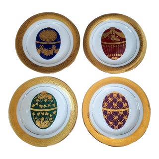 Mid 20th Century Muirfield New York "9136" Magnificence Faberge Egg Design Salad/Dessert Plates- Set of 4 For Sale