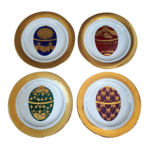 Mid 20th Century Muirfield New York "9136" Magnificence Faberge Egg Design Salad/Dessert Plates- Set of 4