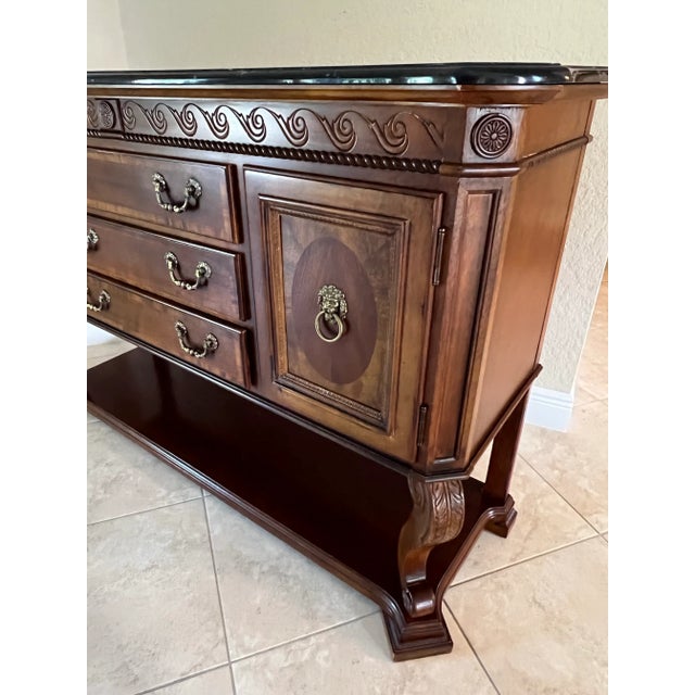 Black Vintage Sideboard, Buffet ,Console With Black Marble Top For Sale - Image 8 of 9
