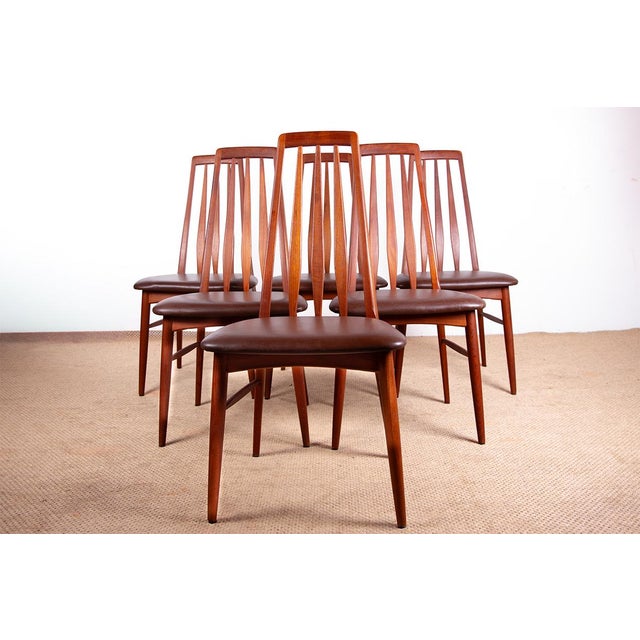 Danish Eva Model Chairs in Teak and Leather by Niels Koefoed for Koefoeds Hornslet, 1960, Set of 6 For Sale - Image 17 of 18