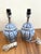 These ceramic ginger jar lamps features a blue and white geometric pattern Add your own shades Porcelain body: 7” H Full...