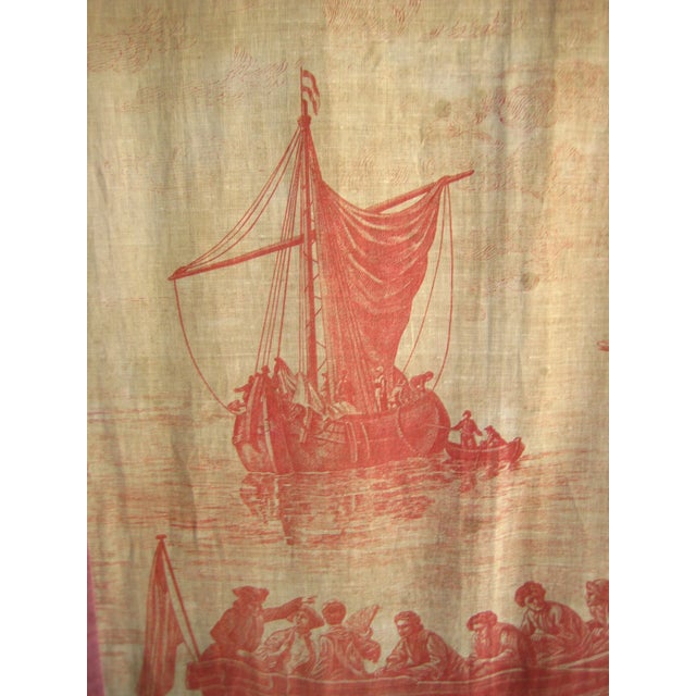 French Toile Wall Hanging Tapestry Harbor Scene 18 Century For Sale - Image 4 of 16