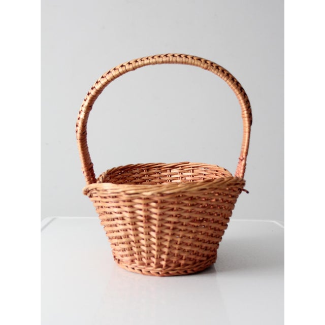 Shabby Chic Vintage Wicker Gathering Basket For Sale - Image 3 of 12