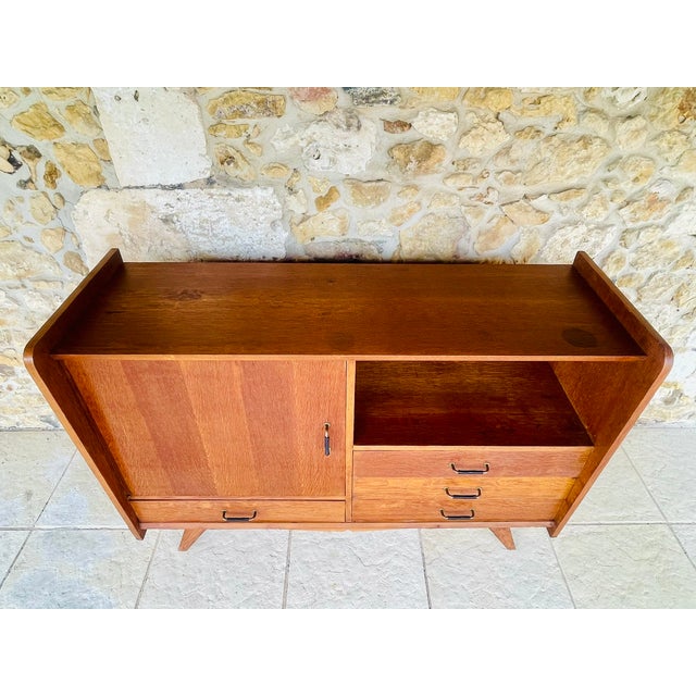 Mid-Century Modern Mid-Century Modern Oak Highboard on Tapered Legs, 1950s For Sale - Image 3 of 18