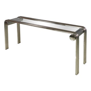 Italian Modern Console in Steel and Glass, 1970s For Sale