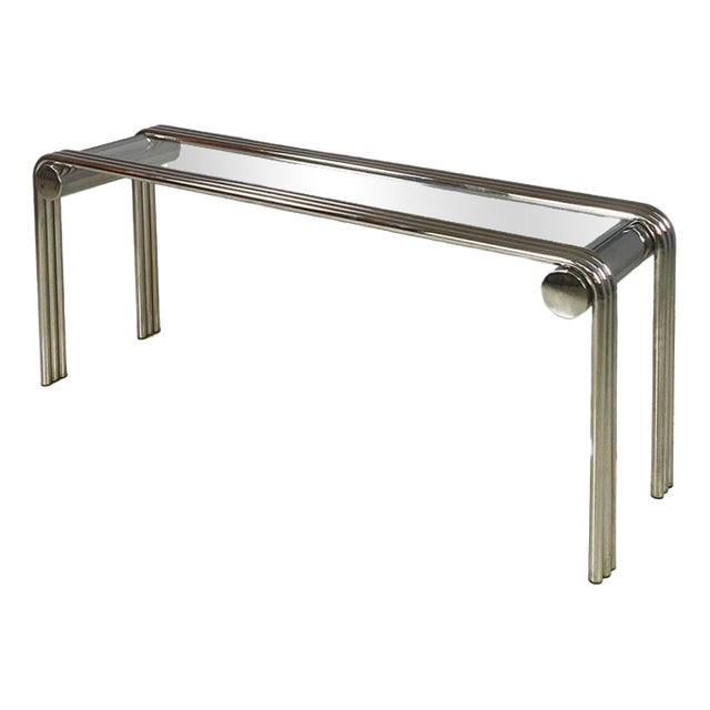 Italian Modern Console in Steel and Glass, 1970s For Sale