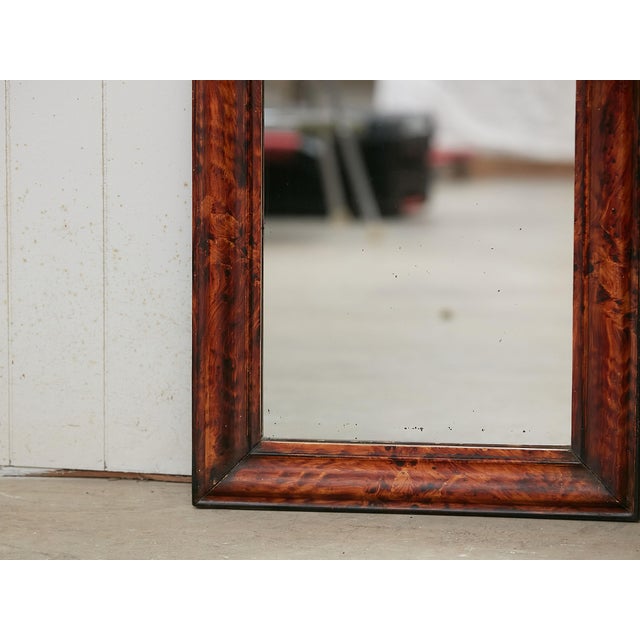 Early 20th Century French 1900s Louis-Philippe Inspired Mirror with Faux Tortoise Painted Frame For Sale - Image 5 of 8