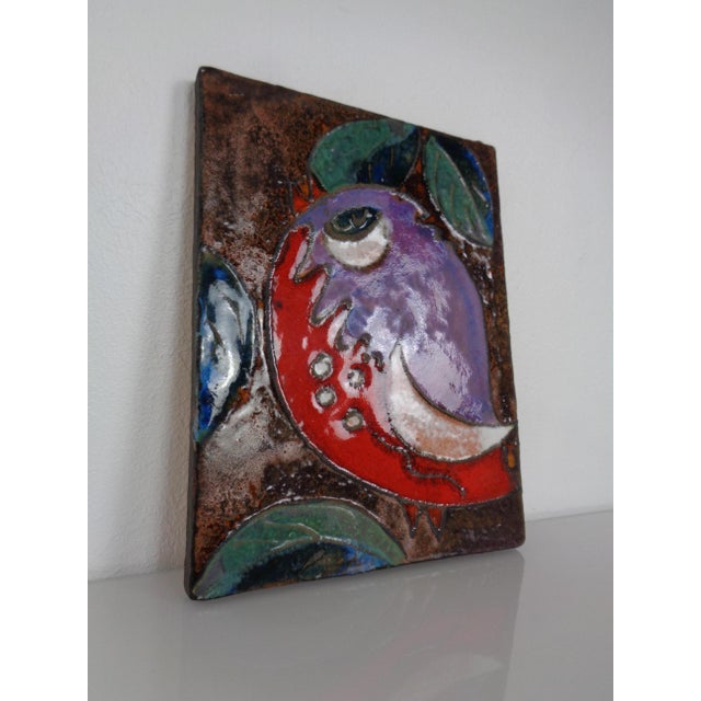 1960s Ruscha 763 Glazed Ceramic Wall Plaque, Germany, 1960s For Sale - Image 5 of 13