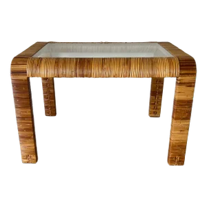 Vintage Bielecky Brothers - Style Rattan Wrapped Side Table