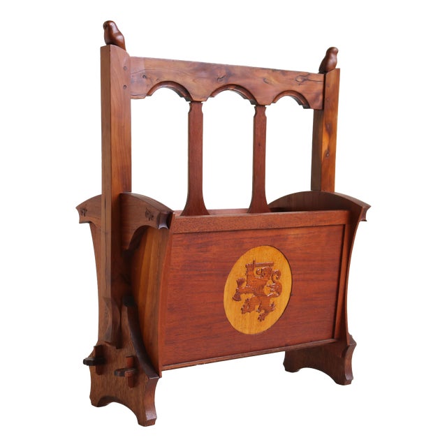 Antique Dutch Amsterdam School Magazine Rack, 1920s For Sale
