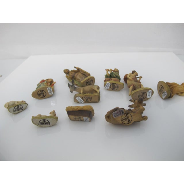 Anri Italy Hand Carved Wood Nativity Barn Stable Set Figures & Animals For Sale - Image 9 of 11