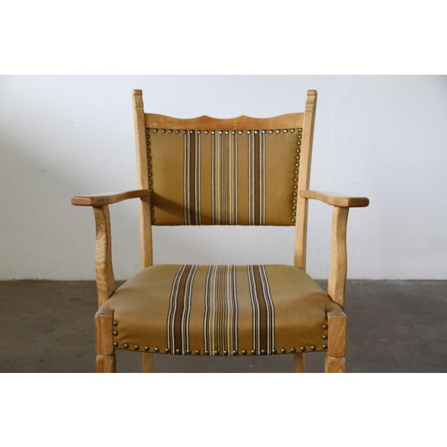 Mid-Century Modern Vintage Danish Oak Brutalist Armchair in the style of Henning Kjærnulf, 1960s For Sale - Image 3 of 18