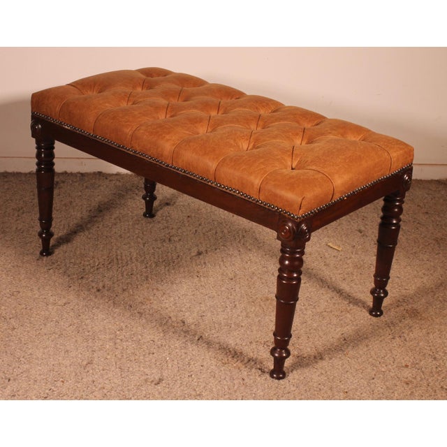 Brown Antique Bench in Mahogany For Sale - Image 8 of 11