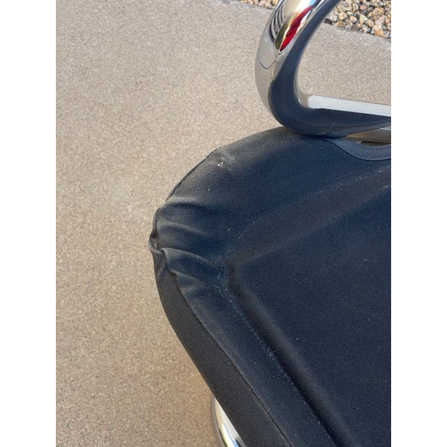 1970s Arcadia High-Back Chrome Steel Framed Chair and Ottoman Designed by Byron Botker for Landes For Sale - Image 9 of 12