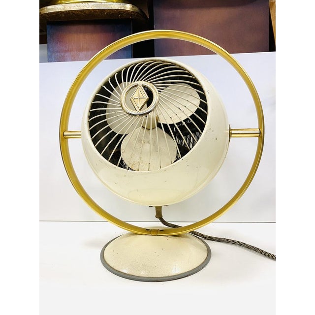 Cream White Fan by Prometheus, 1950s For Sale - Image 10 of 18