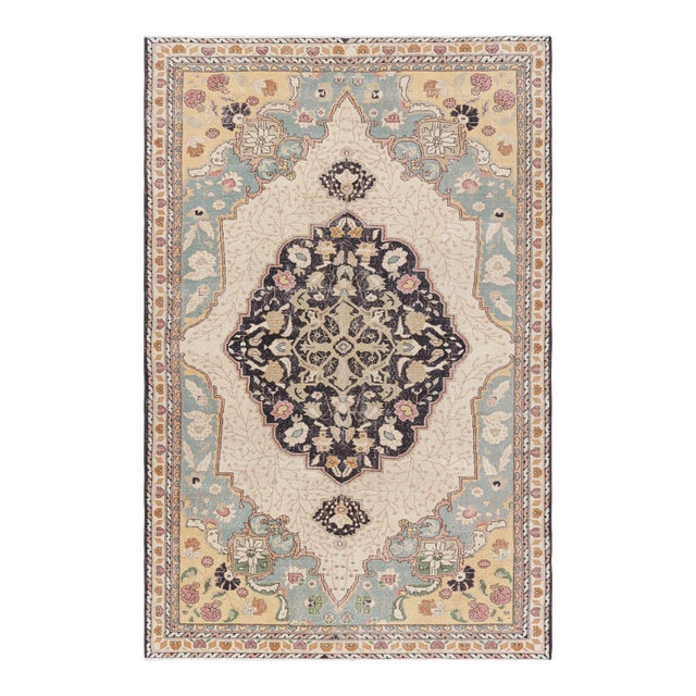 Vintage Turkish Rug With Polychromatic Floral Medallion, From Rug & Kilim For Sale