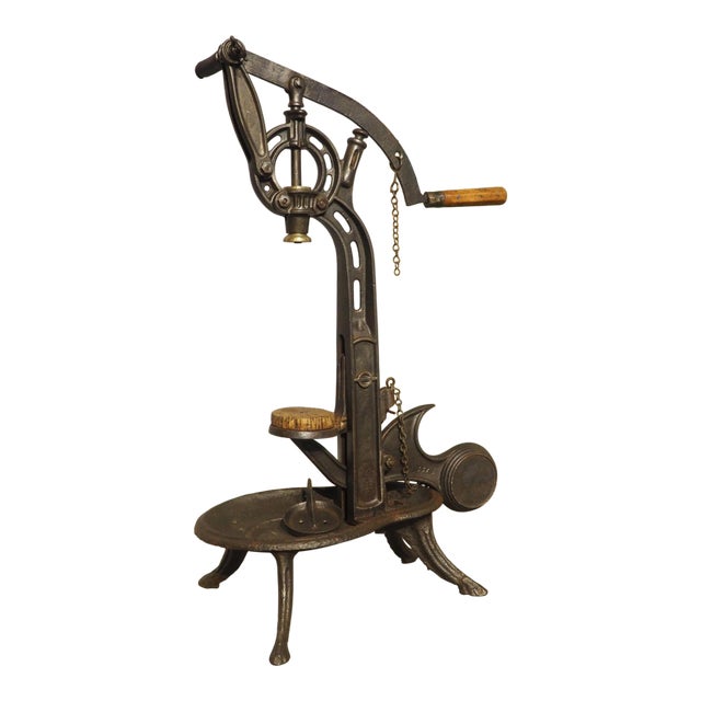 Circa 1900 Heavy Cast Iron French Wine Bottle Corker For Sale