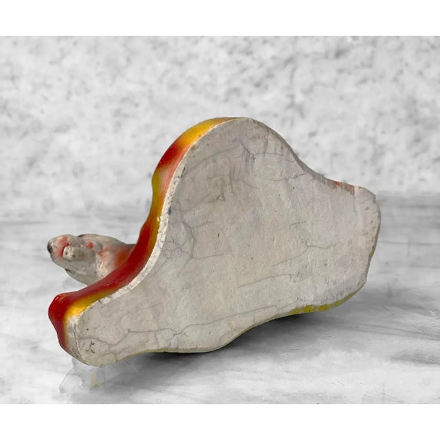 Red Antique Traditional Chalkware Great Dane Dog Ashtray For Sale - Image 8 of 9