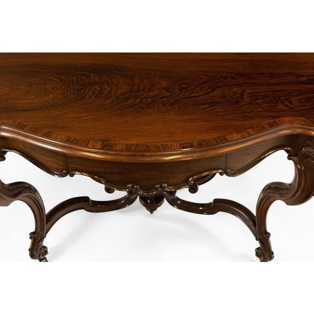 Victorian Rosewood Rococo Revival Carved Centre Hall Table, 1850s For Sale - Image 4 of 18