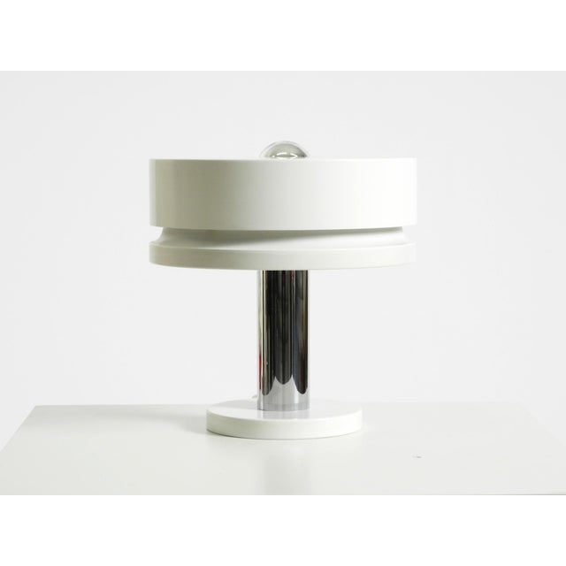 Very rare 1960s white space age metal table lamp in very good original condition. manufacturer: kaiser leuchten. Made in...