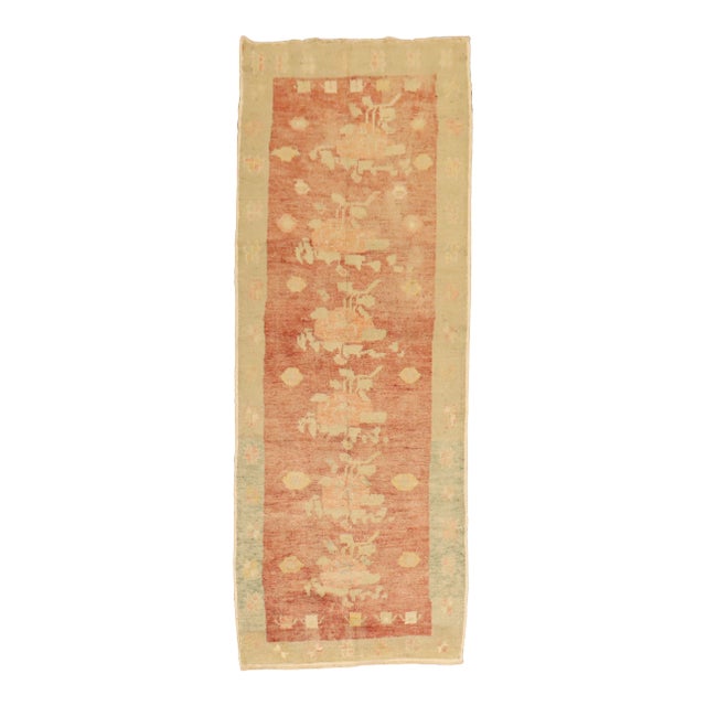 Vintage Turkish Flower Runner, 3' X 7'6'' For Sale