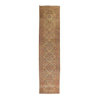 Early 20th Century Brown Orange Malayer Runner - 3'6" x 16'6" For Sale