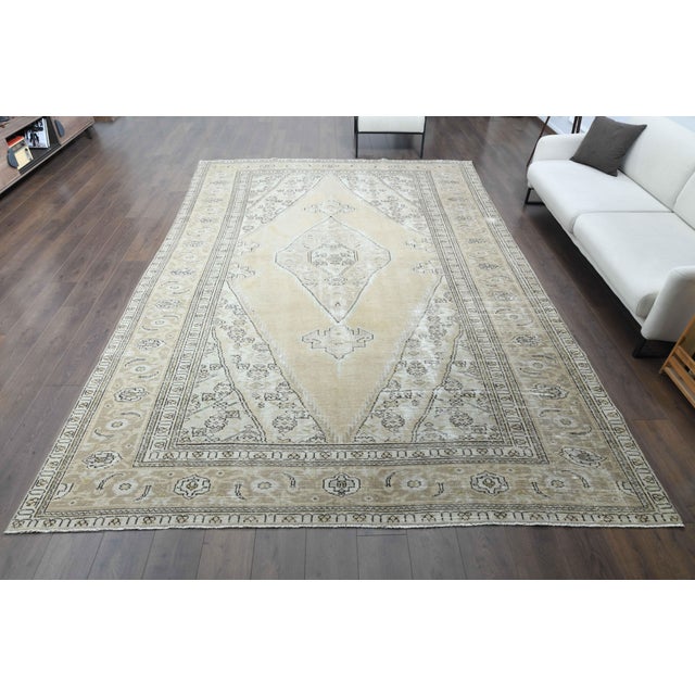 Persian 1970s Vintage Persian Handmade Wool Cotton Beige Area Rug For Sale - Image 3 of 11