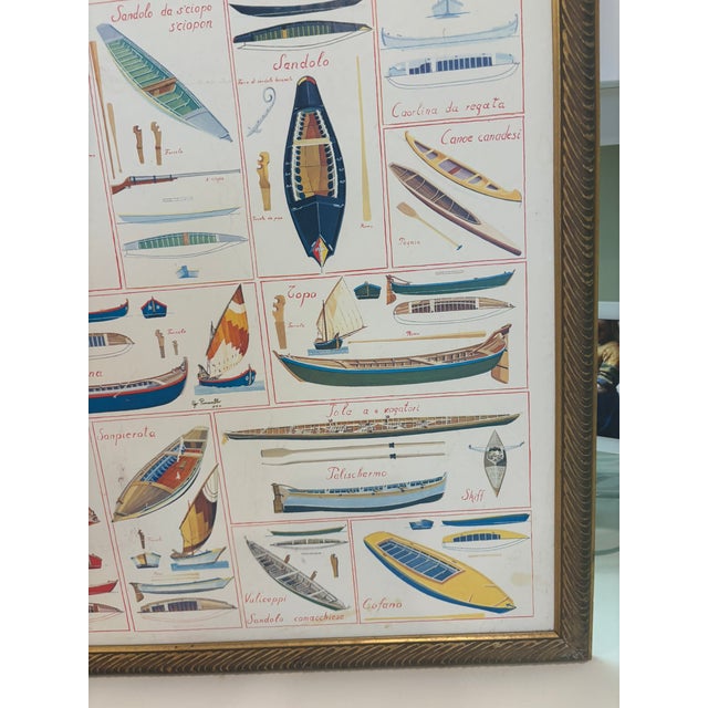 Ivory Barche a Venezia Vintage Italian Nautical Poster Framed Venice Boat Chart Wall Art For Sale - Image 8 of 15