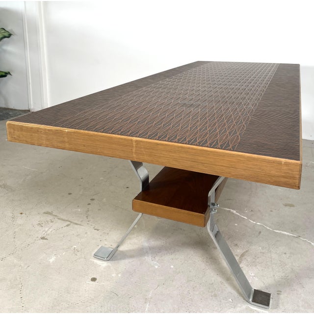 1970s Vintage Coffee Table with Copper Top and Chrome Legs, 1970s For Sale - Image 5 of 14