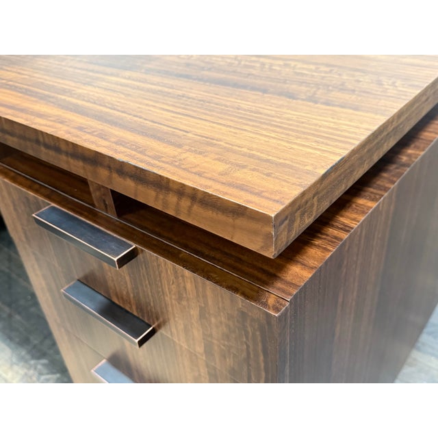 Custom Designed Zebra Wood Office Desk For Sale - Image 10 of 12