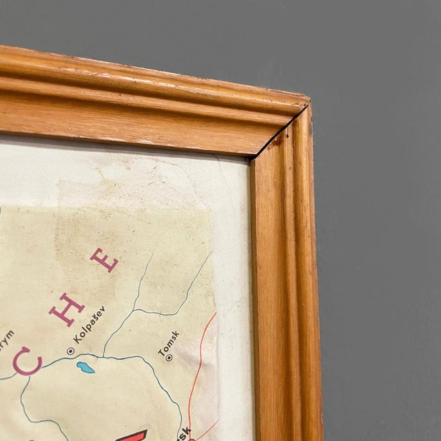 Modern Italian Topographic Geographical Map in Wood Frame of Europe, 1950s-1990s For Sale - Image 11 of 16
