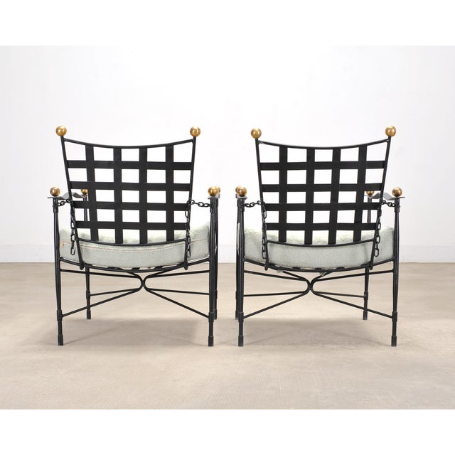 Pair of Mario Papperzini Amalfi Iron Lounge Chairs and Ottomans For Sale - Image 14 of 18