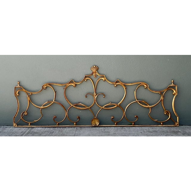 Palladio Vintage Italian Palladio Gilt King Scroll Headboard For Sale - Image 4 of 12