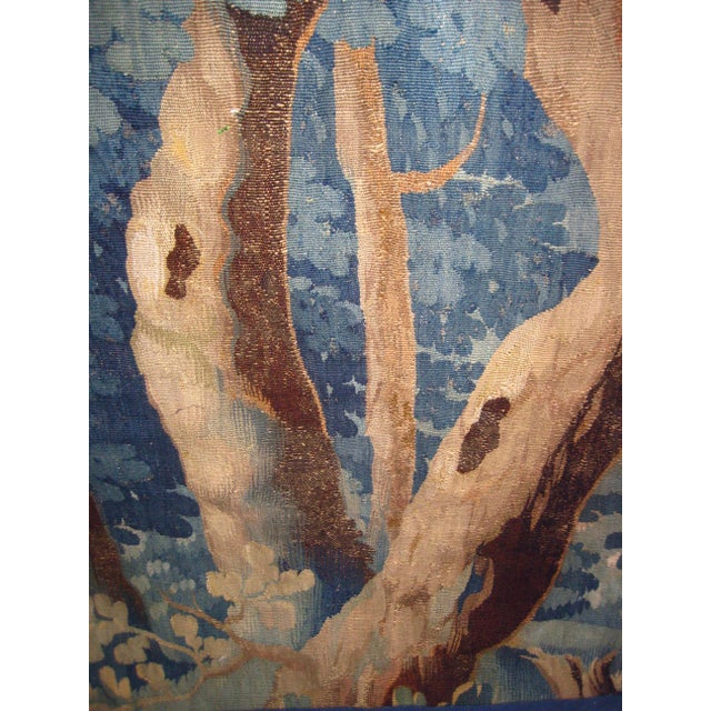 Aubusson French Tapestry Verdure Red Parrot in a Tree 18 Century For Sale - Image 12 of 15