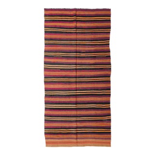 Decorative Vintage Striped Kilim Rug - 5`1" X 10`10" For Sale