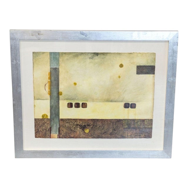 Abstract Mixed Media Framed Artwork by Ines Kramer “Cruise I”, Signed 1999 For Sale