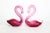 Vintage pair of hand thrown pink glass swans Mark " R " Dimensions; 5" Width x 2" Depth x 6" Height See pictures and...