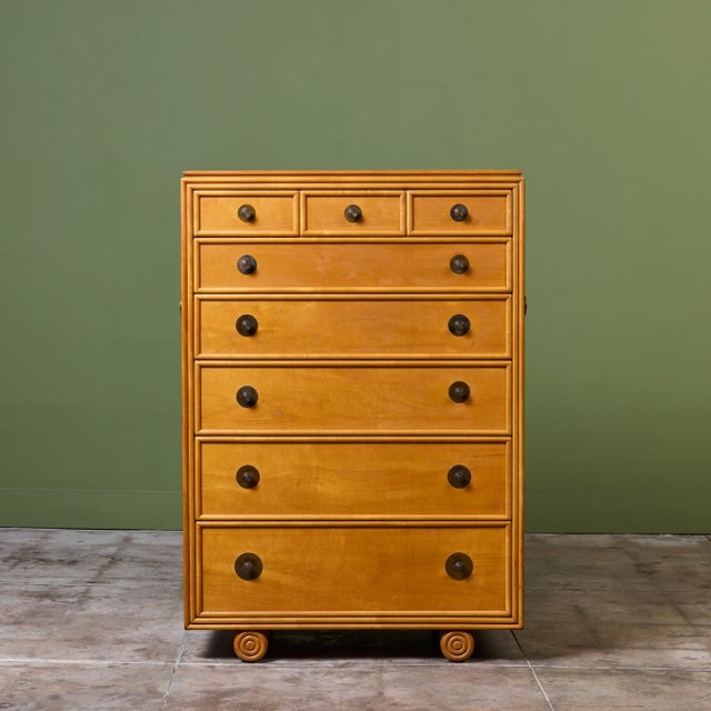 Mid-Century Modern Maple Highboy Dresser for Johnson Furniture For Sale - Image 3 of 15