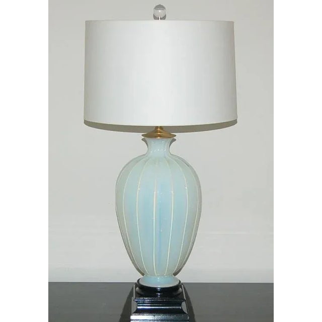 Mid-Century Modern 1950s Italian Marbro Murano White Opaline Glass Lamps - a Pair For Sale - Image 3 of 10