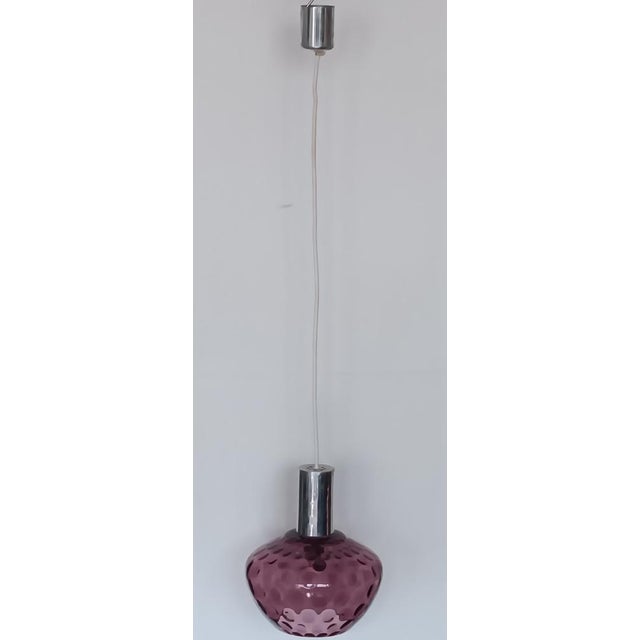 1960s Vintage Purple Glass Pendant Lamp, 1960s For Sale - Image 5 of 8
