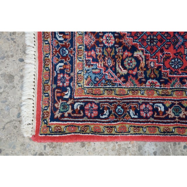 Vintage Hand-Knotted Wool Oriental Medallion Rug Crimson Red Indigo Blue 3 X 5' For Sale - Image 6 of 12