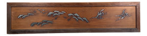 Japanese Wooden Ranma Transom Panel with Cranes and Pine Motif, 1930s