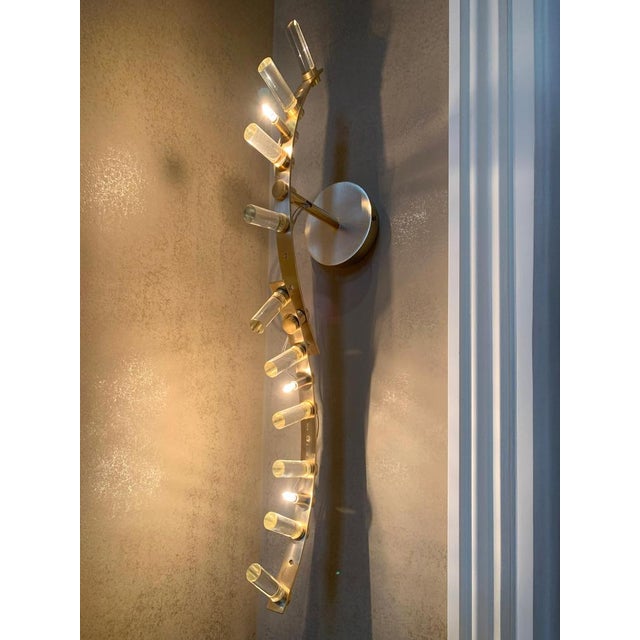 Brass and Glass Wall Sconces from Baroncelli, Italy, 2010s, Set of 6 For Sale - Image 9 of 10