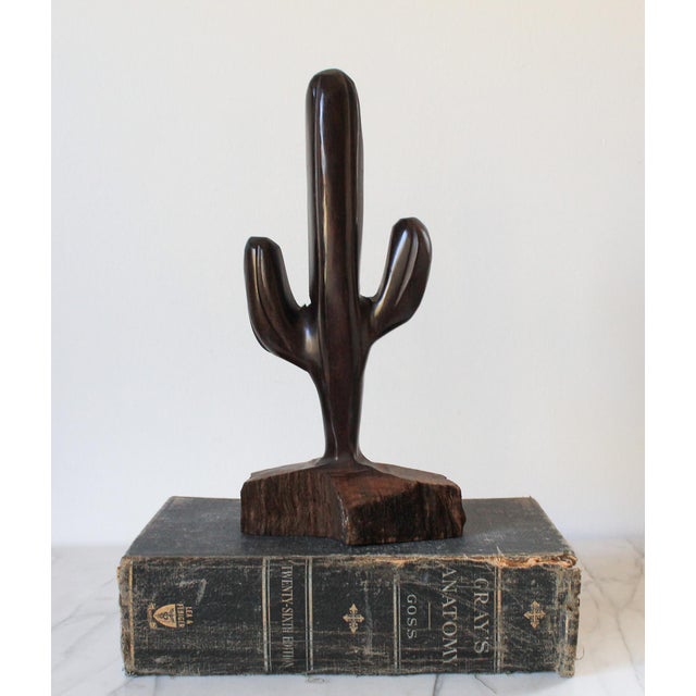 Vintage Hand Carved Ironwood Cactus Sculpture For Sale - Image 4 of 10