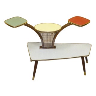 Colorful Flower Bench with Lattice, 1950s For Sale