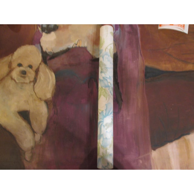 1970s Vintage 1970s Blue Peony Motif Wallpaper For Sale - Image 5 of 9