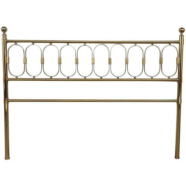 Mid Century Modern Full Brass Headboard Featuring Gometrical FIgure For Sale - Image 10 of 10