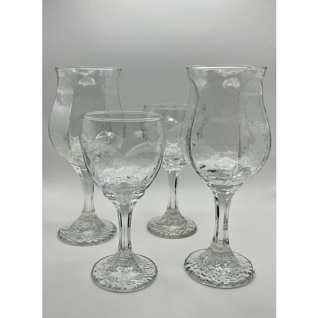 1980s “Chivalry” Textured Wine Glasses- A Pair For Sale - Image 9 of 9