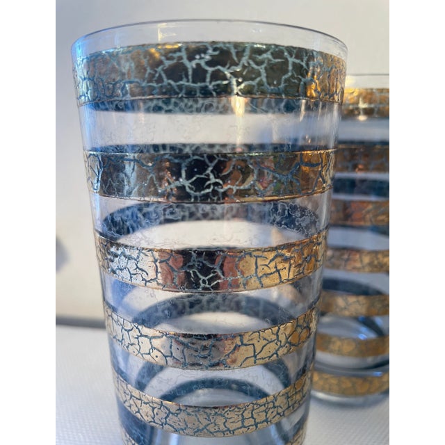 Mid-Century Modern 1960's Culver "Regiment" Green and Gold Highball Glasses - a Set of 4 For Sale - Image 3 of 9