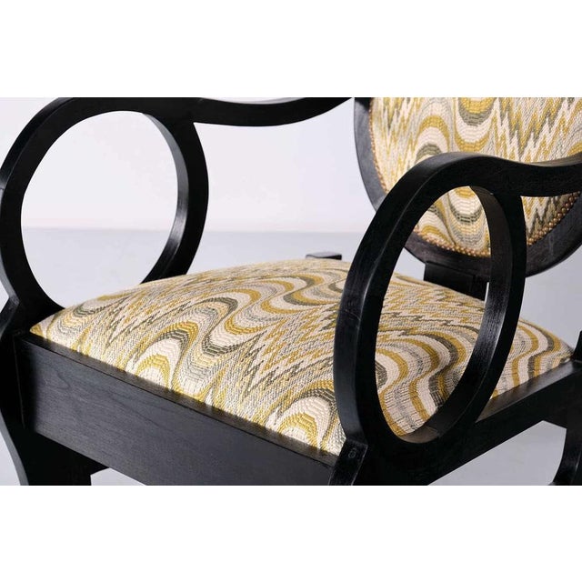 1940s Set of Vintage Armchairs in Oak and Dedar Jacquard by Lajos Kozma, 1940s For Sale - Image 5 of 16
